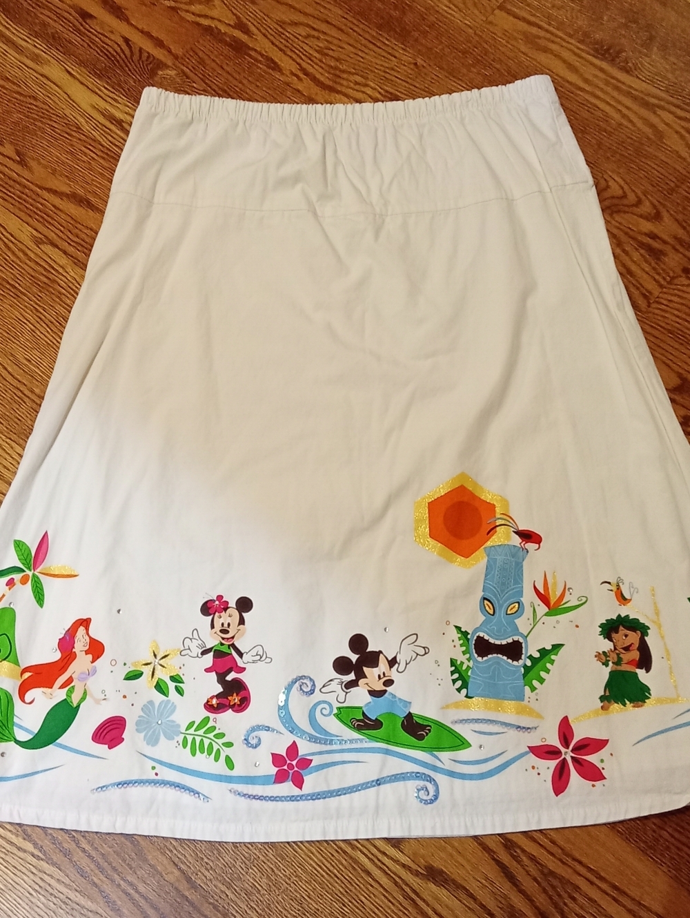 Vtg Disney Store Embellished Vacation Skirt Large